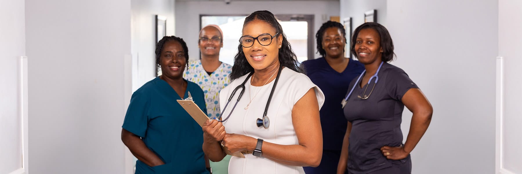Group of smiling nurses at Johns Island Post Acute