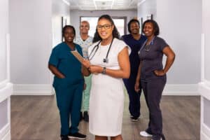 Group of smiling nurses at Johns Island Post Acute